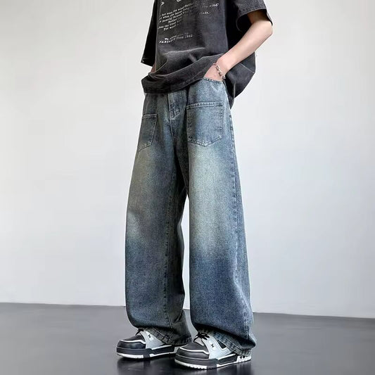 8026 American jeans men's spring and summer new drape loose retro straight tide wide-leg pants