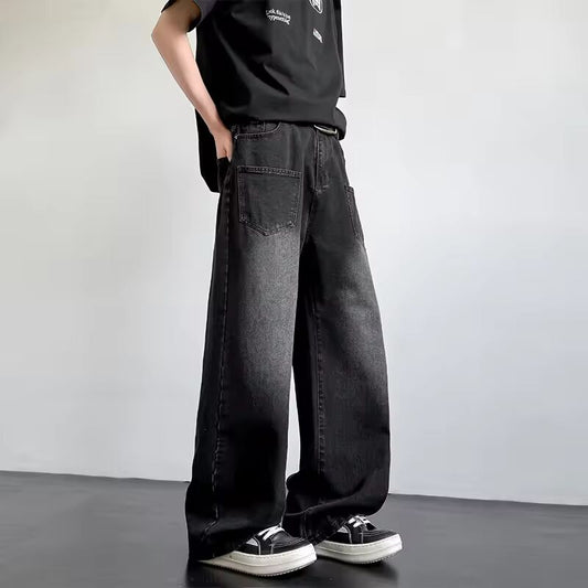 8026 American jeans men's spring and summer new drape loose retro straight tide wide-leg pants